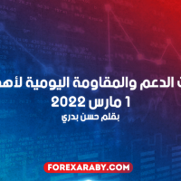 مستويات الدعم والمقاومة اليومية لأهم الأزواج | 1 مارس 2022