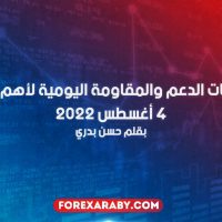 مستويات الدعم و المقاومة اليومية لأهم الأزواج | 4 أغسطس 2022