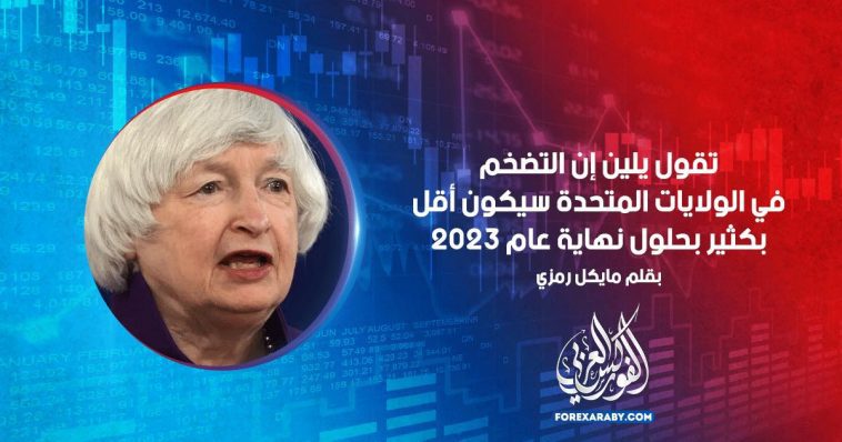 تقول يلين إن التضخم في الولايات المتحدة سيكون أقل بكثير بحلول نهاية عام 2023